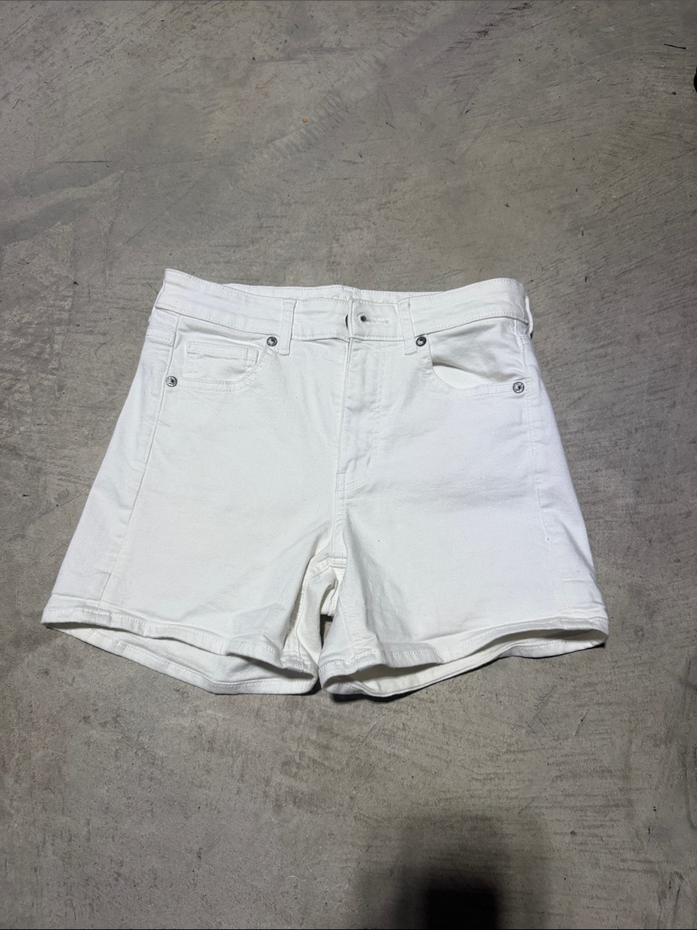 American Eagle White Denim High-Rise Shorts